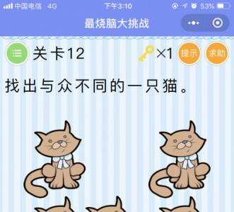 微信最烧脑大挑战第12关通关答案（微信小游戏脑洞大挑战全部答案）