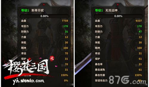 樱花三国男战士属性对比